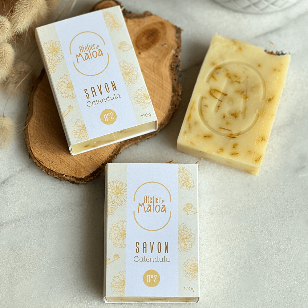 Savon saponifié à froid Atelier Maloa Calendula N°2 - savon au macérât de calendula