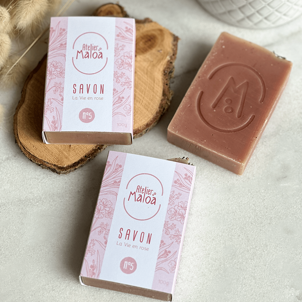 Savon saponifié à froid Atelier Maloa La Vie en Rose N°5 - savon au géranium rosat